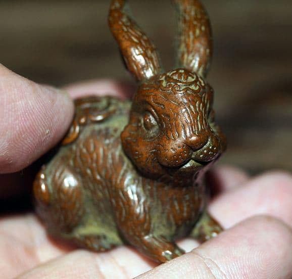 実心銅兎鎮紙鎮尺紙文鎮銅茶寵茶遊び机茶テーブル銅置物