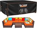 Enzeno Patio Furniture Set Cover, Outdoor Sectional Sofa Couch Set Covers Waterproof, Garden Dining Table Chair Set Cover Outside Rectangular Heavy Duty Weatherproof 120" L x 90" W x 35" H Black
