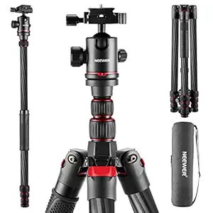 NEEWER Upgraded 80.7 Carbon Fiber Camera Tripod Monopod with Telescopic 2 Section Center Axes, 360 Ball Head,1/4 Arca Type QR Plate, Travel Tripod for DSLR Panoramic Shot, Max. Load 26.5lb, N55CR