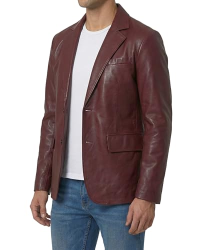 Image of Decrum Lambskin Leather Blazer for Men - Genuine Leather Sport Coat for Formal & Business Casual