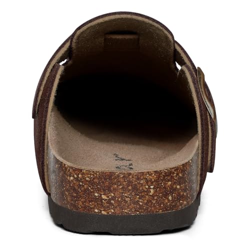 Image of ODOLY Genuine Suede Clogs for Women Men Soft Cork Footbed Leather Mules Comfort Potato Shoes with Arch Support