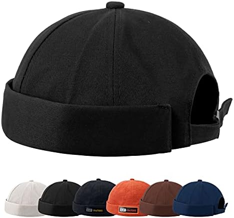 Docker Hat Men Trawler Beanie Fisherman Beanie Brimless Cap Worker Sailor Cap Rolled Cuff Retro Fashion Adjustable Docker Cap for Men
