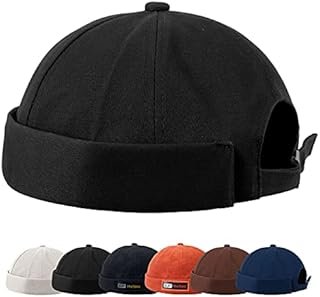 Docker Hat Men Trawler Beanie Fisherman Beanie Brimless Cap Worker Sailor Cap Rolled Cuff Retro Fashion Adjustable Docker Cap for Men