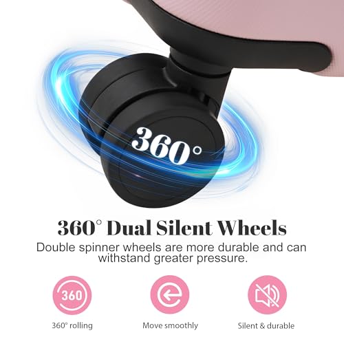 Image of 6 Pcs ABS Hardshell Luggage Set Spinner Wheel Suitcase Suitcase Baby Pink