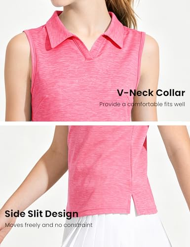 Image of Auranso Girls Polo Shirts Sleeveless Golf Tennis Quick Dry T-Shirts Tops