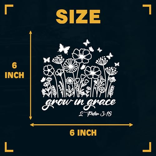 Image of Grow in Grace Peter 3:18 Car Decal Bible Catholic Sticker Floral Christian Decal for Car Window Bumper Truck Inspirational Decals Vinyl Waterproof 6 Inches Car Accessories Stickers Gift for Mom Dad