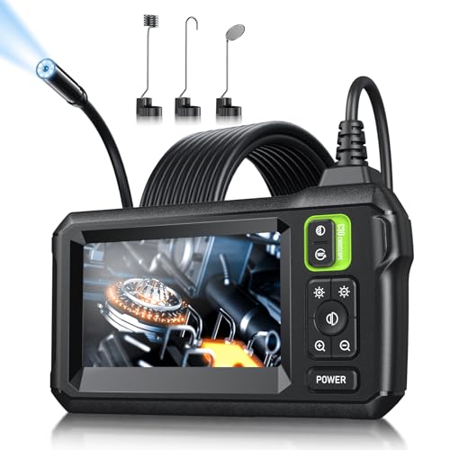 Image of Endoscope Camera with Light, Inspection Borescope Camera with 4.3 inch IPS Screen, 1920P HD with 8 LED Lights, 16.5FT Semi-Rigid Cord Bore Scope, IP67 Waterproof Endoscope for Sewer, Tools(Green)