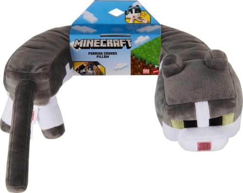 Image of Mattel Minecraft Purring Sounds Neck Pillow, Cat Plush Toy | Cat Neck Pillow Plush that makes Purring Sounds, For Travel, Comfort & Play, For Kids & Collectors (Amazon Exclusive)