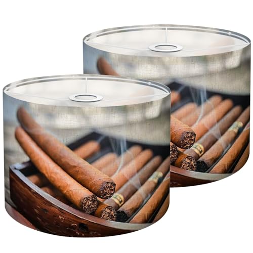 Lamp Shades Set of 2, burning cigar...