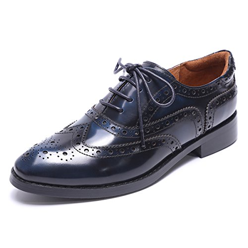 Image of Mona flying Women's Leather Perforated Lace-up Oxford Brogue Wingtip Shoes
