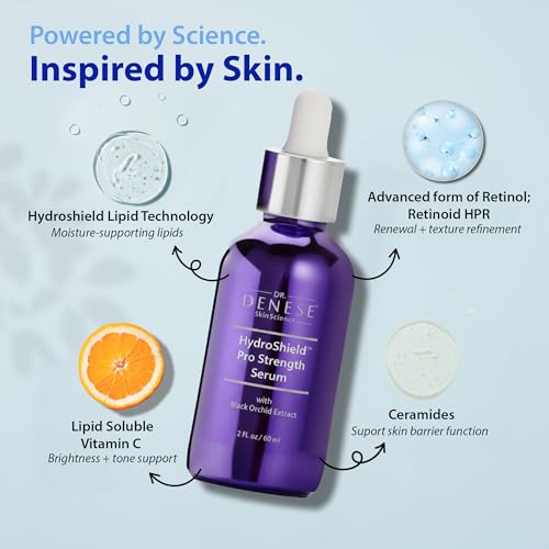 Dr. Denese Hydroshield Pro Strength Serum 2 oz – Deep Hydrating Face Serum with Lipid Vitamin C and Retinoid Blend – Supports Smoother Texture, Firmness, Pore Refinement – Night Skin Care Renewal