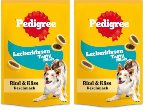 Pedigree Hundesnacks Leckerbissen Mini–Happen, 12er Pack, 6x140g – Hundekekse mit Rind– und Käsegeschmack, ideal für das Training oder für zwischendurch