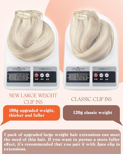 Image of Sunny Hair Clip in Hair Extensions Real Human Hair Highlights 26 Inch 150g | Clip in Remy Hair Extensions Real Human Hair Blonde Highlights, Extra Long Hair and Statement Length for Prom Hairstyles