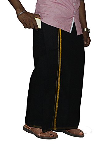 Image of PRAKASAM COTTON Welcro Pocket Dhoti | Jari Border Readymade Cotton Dhoti for Men