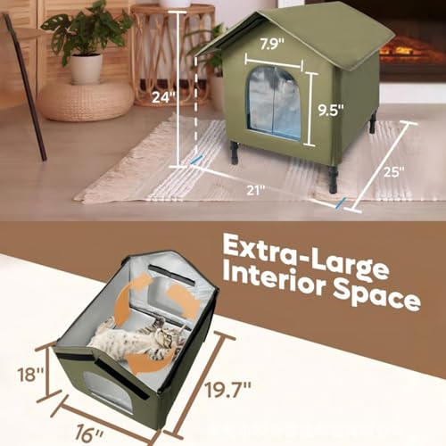Niche chauffée pour chat extérieur avec base surélevée premium