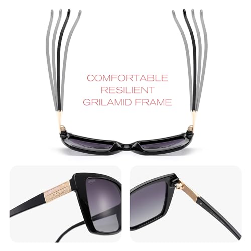 Image of Men's Polarized Sunglasses, Square Rubber Frame Carbon Fiber Temple Fishing Driving Sun Glasses UV Protection RFS8205