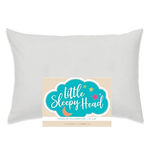 Little Sleepy Head Toddler Pillowcase, 100% Cotton & Hypoallergenic Pillow Case for Toddler Pillow, Snug Fit Envelope Pillowcase, 13x18 Pillowcase, Pilllow Sold Separately (Gray)