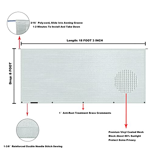 Image of RV Awning Mesh Sun Shade Screen for Motorhome Camper Trailer Sunshade