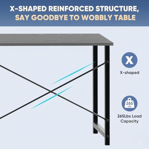 Image of JD FRESH 36 Inch Folding Study Table Desk with Metal Frame & Wooden Finish /Portable Table /Space Saving Computer Desk for Home Office, Bedroom /Foldable Writing Table, Laptop Desk (Grey)