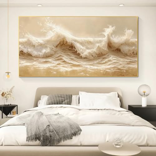 Tableau mer dorée 55x110 cm design abstrait chic sans cadre - 4
