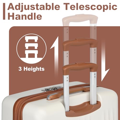 Image of Kono 24 Inch Expandable Checked Luggage with Spinner Wheels TSA Lock Cream | Medium Size Lightweight PC+ABS Hard Shell Suitcase, Durable and Drop Resistant, Suitable for 4-7 Days Trip Travel