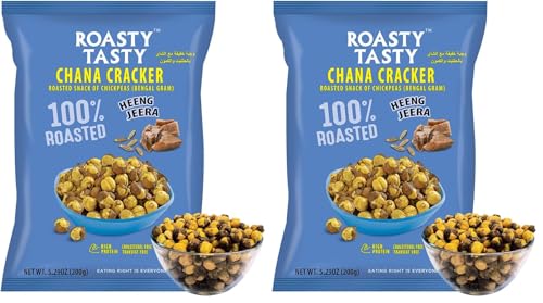 Image of Roasty Tasty Chana Cracker | Heeng Jeera | Roasted Chana | Namkeen Snacks | Crunchy Desi Chickpeas | Bhuna Chana | Healthy Snacks | Ready to Eat | No Preservatives | Transfat Free | 200 g (Pack of 4)