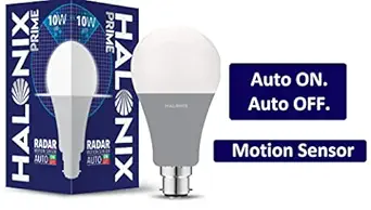 Halonix Radar 10W B22 Cool day white Motion Sensor Led Bulb, Auto on-Auto off, Pack of 1, White