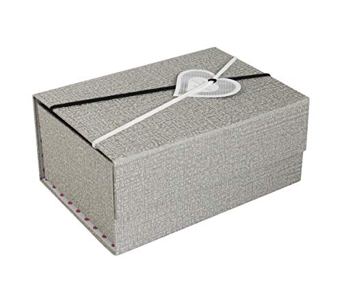 Boîte pliante magnétique grise 14.6x10.6x6.3 cm avec ruban