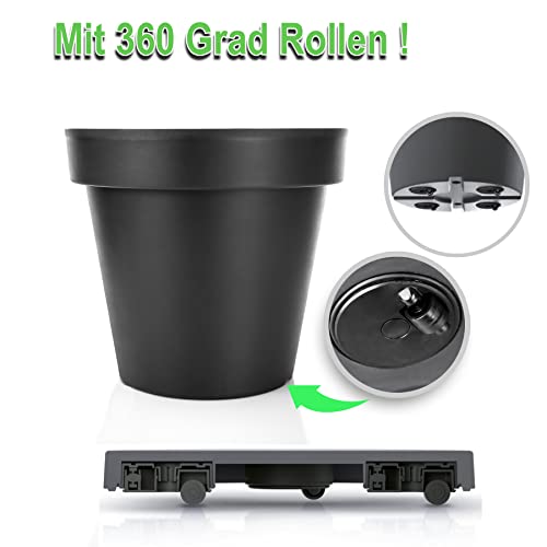 Pflanzkübel Mit Rollen 40cm - Praktischer Blumentopf In Holzoptik