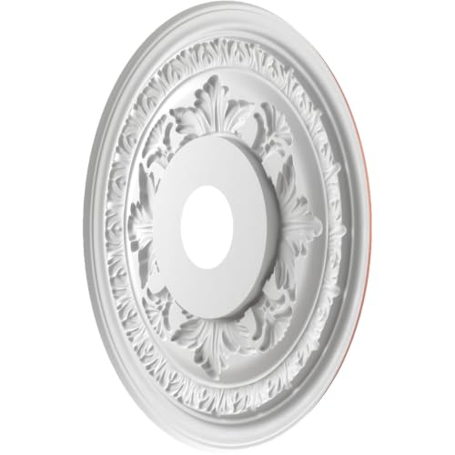 Image of Ekena Millwork CMP19BAFCP Baltimore Thermoformed PVC Ceiling Medallion (Fits Canopies up to 7 3 /4 inch), 19 inchOD x 3 1 /2 inchID x 1 inchP, Universal Pearl Metallic Champagne Pink
