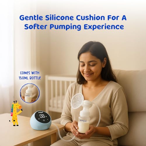 Image of Bumtum Nurture Premium Electric Breast Pump with 2 Phase Pumping Technology and 9 Levels of Suction Mode, BPA Free, Soft Sdaptive Silicone Cushion with150 ml Bottle & USB Chargeable Along with 2 pcs Free Breast Pads
