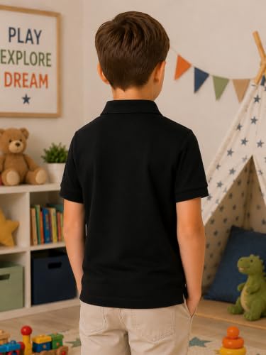 Image of Lux Cozi Boy's Polycotton Polo T-Shirt | Solid Collared Half Sleeve Tee for Kids | Soft Breathable Summer Wear | Casual Smart Polo T-Shirt | 3-14 Years
