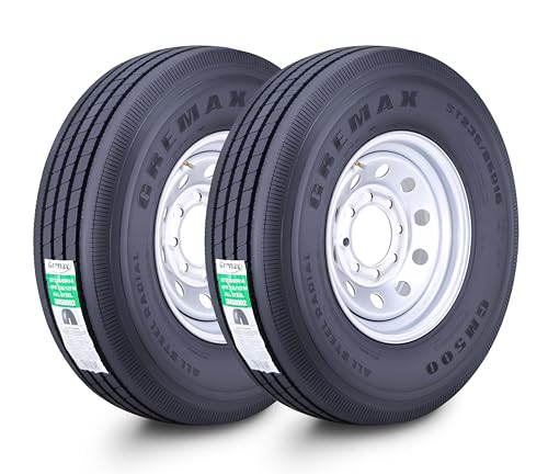 GREMAX All Steel Trailer Tire Wheel Assembly Silver Mod Wheel