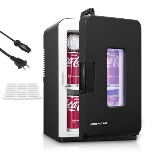 NORTHCLAN 2-Tier Mini Fridge, 15 Liter/21 Can, 110V AC/ 12V DC Portable Small Fridge, Cooler & Warmer Mini Refrigerators, Small Compact Fridge for for Food, Drinks, Makeup