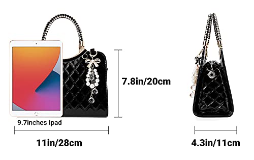Image of TIBES Shiny Patent Leather Women Purses Satchel Handbags Ladies Fashion Top Handle Handbags Crossbody Shoulder Bags