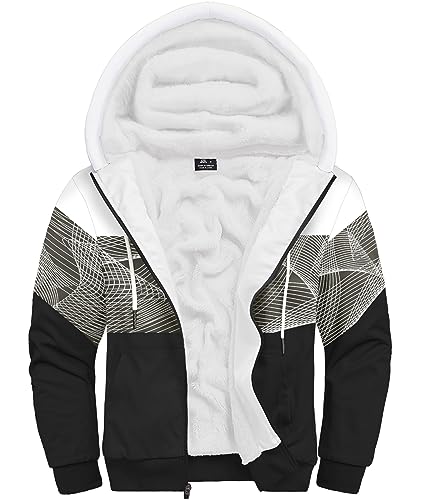 Image of GEEK LIGHTING Mens Fleece Lined Hoodies Zip Up Waffle Knit Thicken Hooded Sweatshirts Winter Jackets