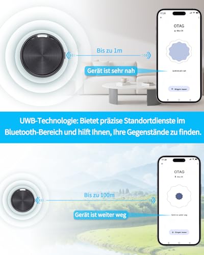 Tracker Android Smart Tag (Android NUR) Schlüsselfinder kompatibel mit Google Finden Hub APP IP67 Bluetooth KeyFinder für Koffer/Gepäck (2pcs-schwarz)