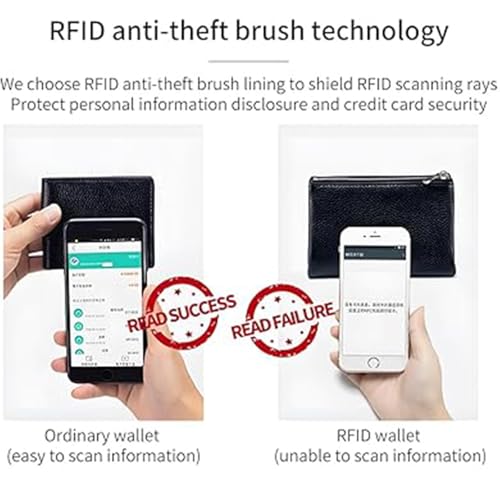 Joyfullygo Unisex Pebble Leather Wallet,Short Slim RFID Blocking Bifold Zipper Coin Pocket Card Case Purse with ID Window (A-3#)3