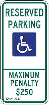 R7-8E North Carolina State Handicap Parking Sign - No Arrow - Reflective | Rust Free Aluminum - 12x26