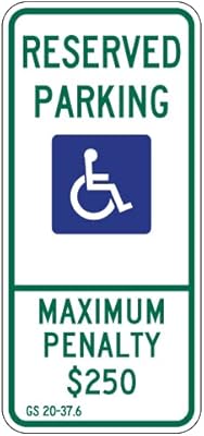 R7-8E North Carolina State Handicap Parking Sign - No Arrow - Reflective | Rust Free Aluminum - 12x26