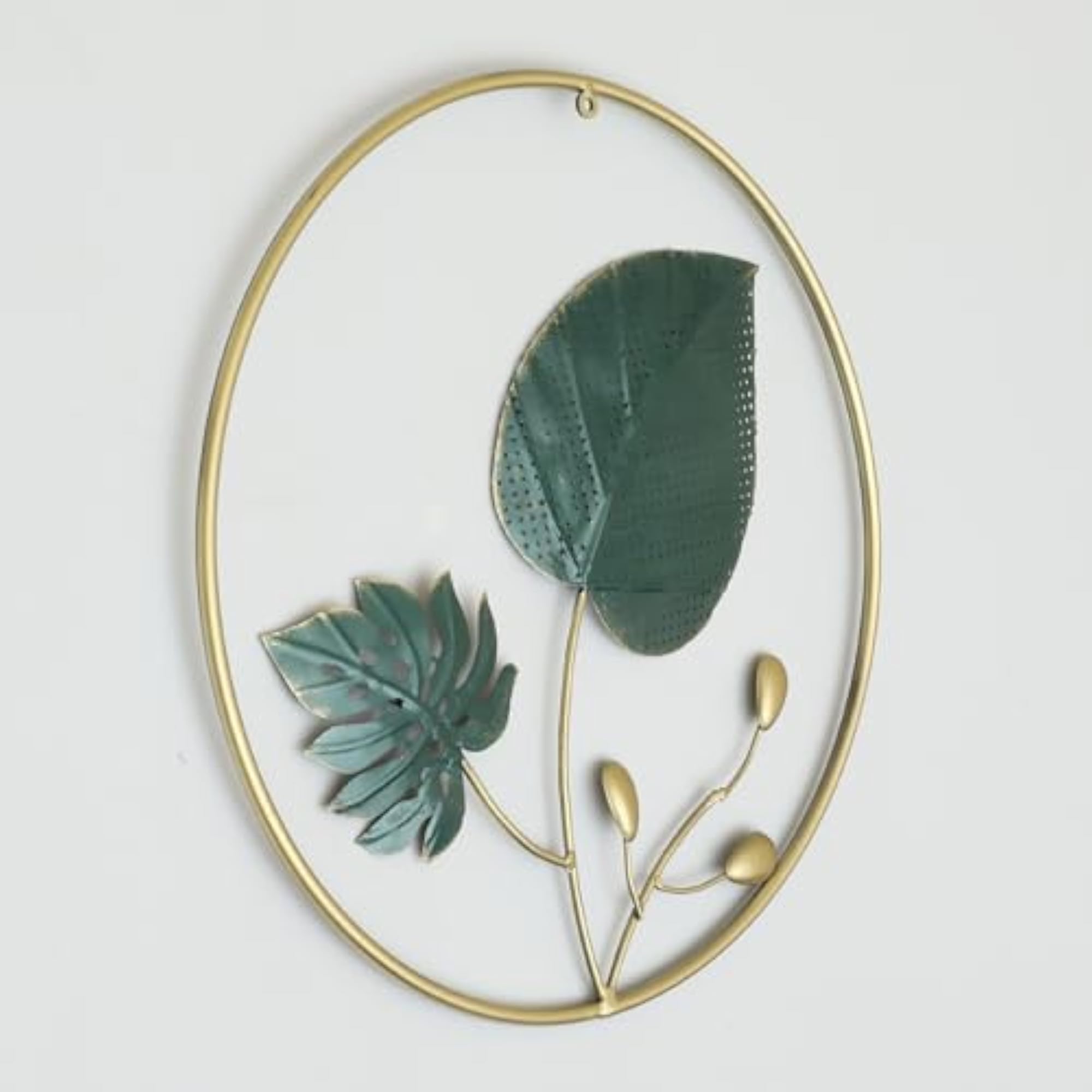 Multicolor Metal Round Kaashvi Leaf Wall Frame