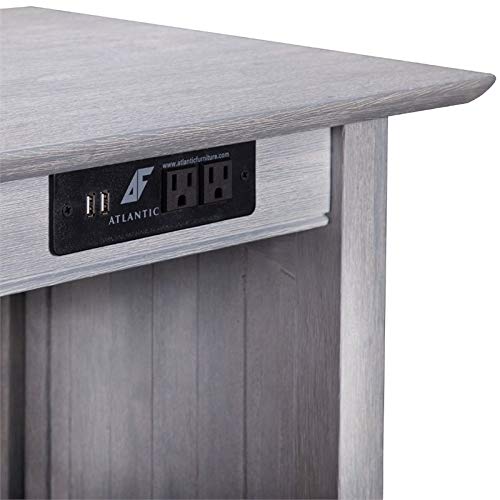 AFI Nantucket End Table with Charging Station, (20" x 20"), Driftwood