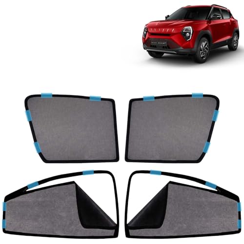 Image of KINGSWAY Car Sun Shade Curtains Only Compatible with Mahindra XUV 3XO EV (2026 Onwards) | Front Window in Half Cut and Rear in Zipper (Magnetic) | UV & Heat Protection | Pack of 4 Pcs