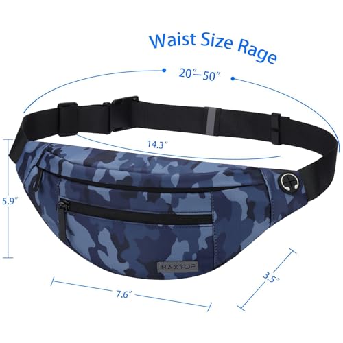 Image of MAXTOP Large Fanny Pack Cross Body Bag Lightweight Belt Bag with Headphone Jack and 4-Zipper Pockets Adjustable Straps for Sports Workout Traveling Running Casual