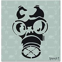 Stencil1 Gas Mask Stencil 5.75" x 6" - Durable Quality Reusable Stencils for Drawing Painting - Urban Stencil Graffiti Decorating Items and Decor on Walls Fabric & Furniture Art Craft