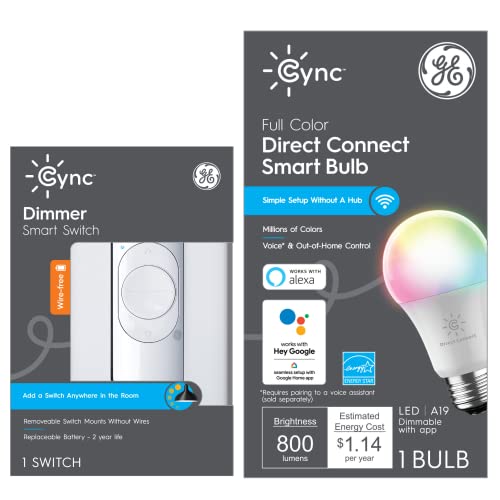 GE-Cync-Smart-Home-Starter-Kit-Smart-LED-Light-Bulb-and-Smart-Wireless-Dimmer-Light-Switch-Bundle-WiFi-and-Bluetooth-Light-Bulb-Works-with-Amazon-Alexa-and-Google-Home