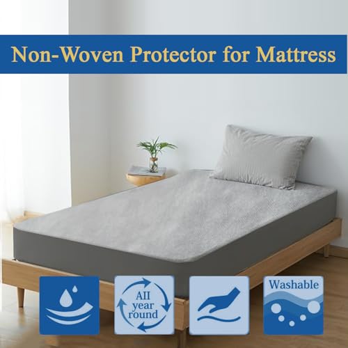 Image of Premium 100 Percent Waterproof Mattress Protector with Elastic Non-Woven | Hypoallergenic Mattress Cover Fitted Bed Protector for Single Size Bed 48x72 Inch Fit On 10 Inch 4X6 Feet, Dark Grey