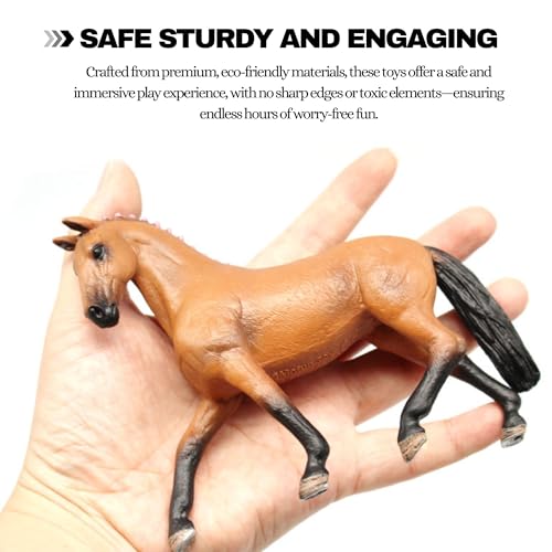 Image of Realistic Farm Animal Horse Toys for Kids Big Size Animal Action Figures Toy Set Home Decoration Educational Horse for Boys and Girls to Play - Pet Animal Figure Toys Birthday Gifts