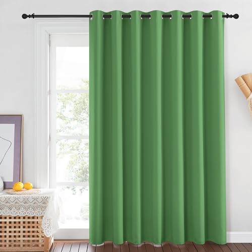 NICETOWN Room Divider 84 inch Curtain for Sliding Glass Door, Grommet Thermal Insulated Sound Reducing Window Treatment Draperies for Bedroom/Living Room, W100 x L84, 1 Panel, Froest Green