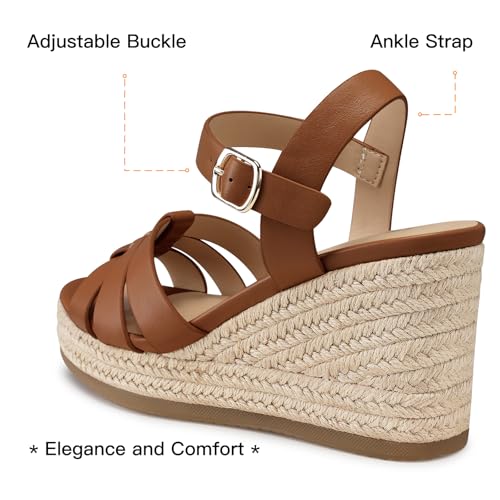 Image of TEMOFON Wedge Sandals for Women Dressy: Platform Wedge Espadrilles Sandals - Comfortable Summer Casual Open Toe Strappy Shoes Size 5-11
